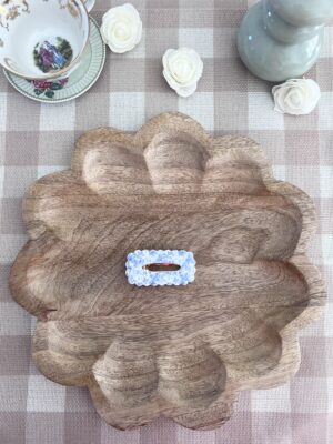 Barrette rectangle fleurie bleue 1 Grande Azur