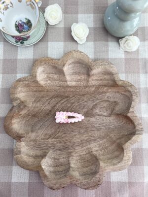 Barrette triangle fleurie rose 1 Petite Rosalia